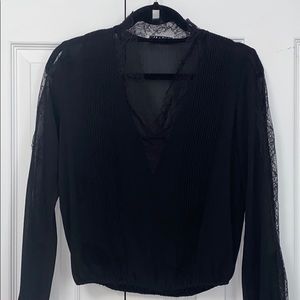 Alice + Olivia Black Flowly Top